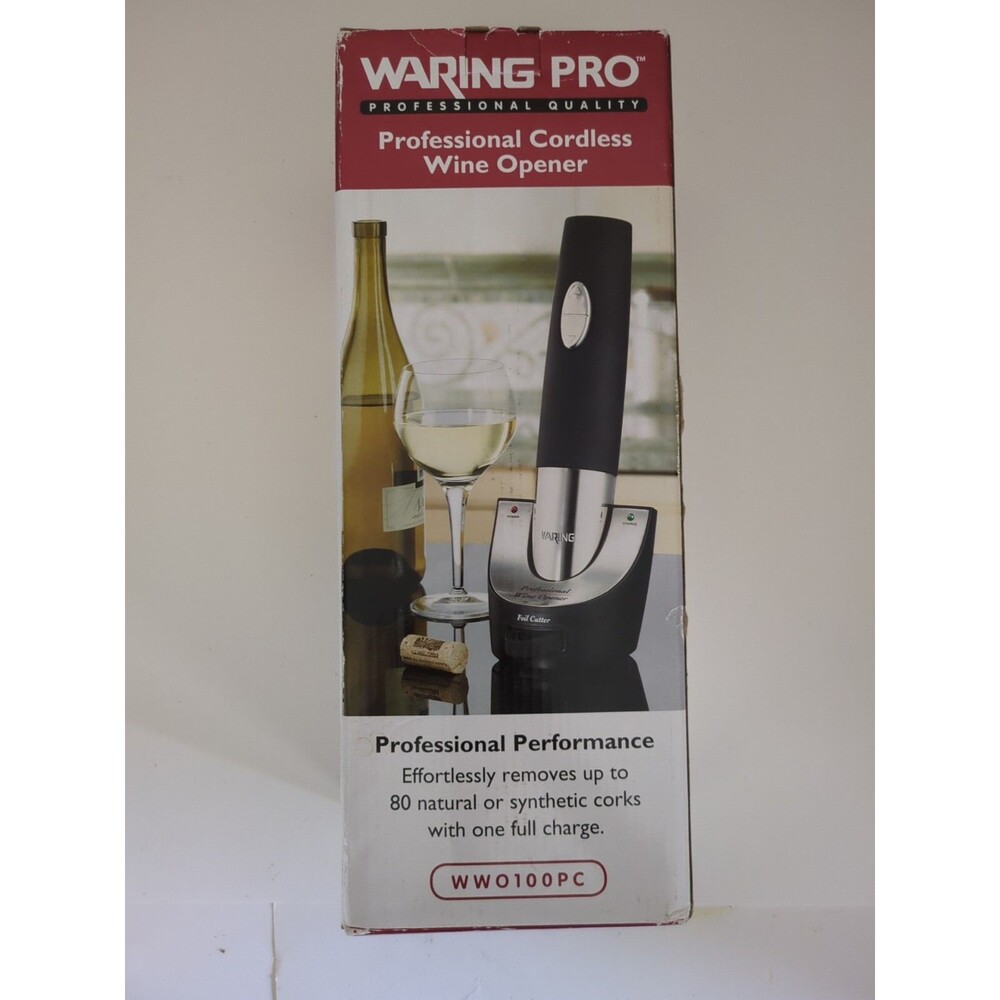 Waring Pro Professional Cordless Wine Bottle Opener WW001PC New